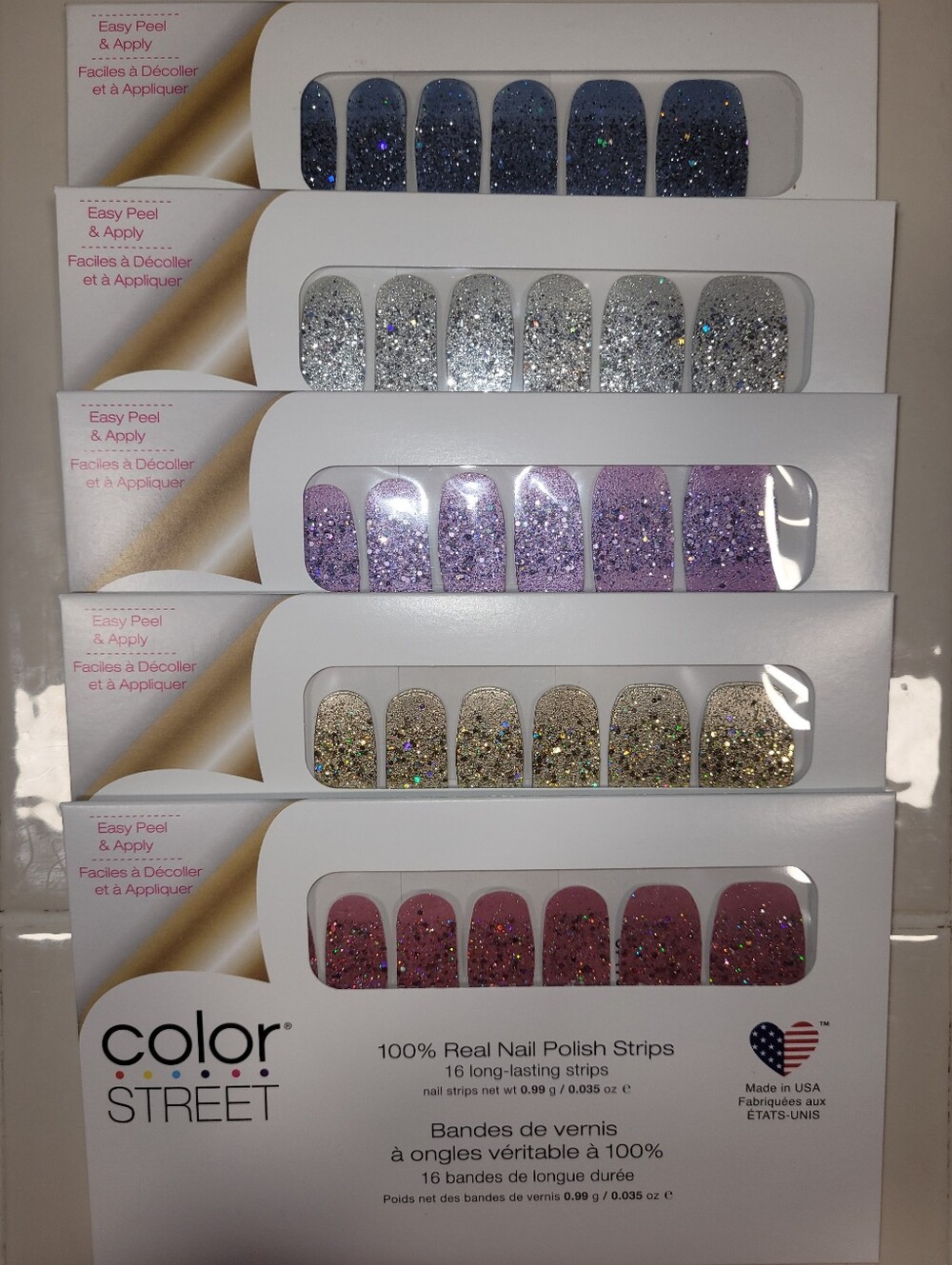 Bundle of 5 Color Street 6th Anniversary colors (minus green) nail polish strips